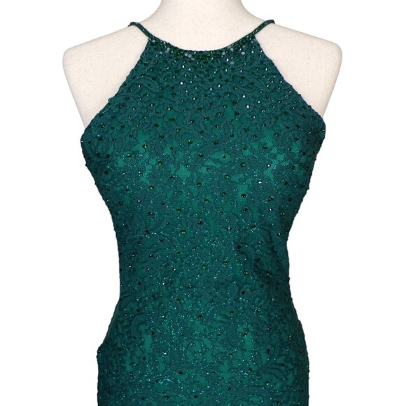 Jovani Formal Maxi Sequin Crystals Low Back Sheer Side Panels Lined Size 4 #1179 - Picture 8 of 9